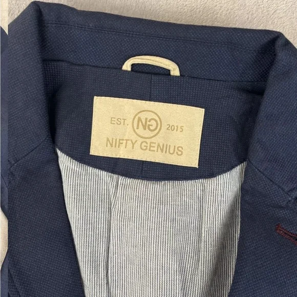 Nifty Genius mens blue 2 button long sleeve blazer jacket size XS